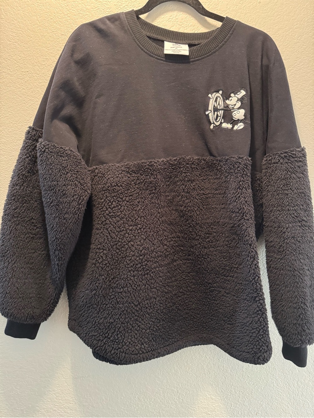 Disney Black Sherpa Fleece Pullover Sweater